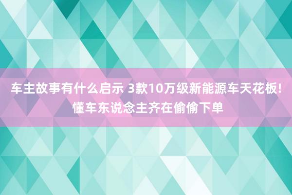 车主故事有什么启示 3款10万级新能源车天花板! 懂车东说念主齐在偷偷下单