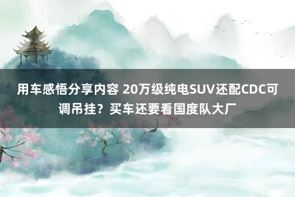 用车感悟分享内容 20万级纯电SUV还配CDC可调吊挂？买车还要看国度队大厂