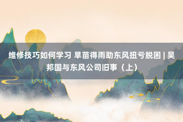 维修技巧如何学习 旱苗得雨助东风扭亏脱困 | 吴邦国与东风公司旧事（上）