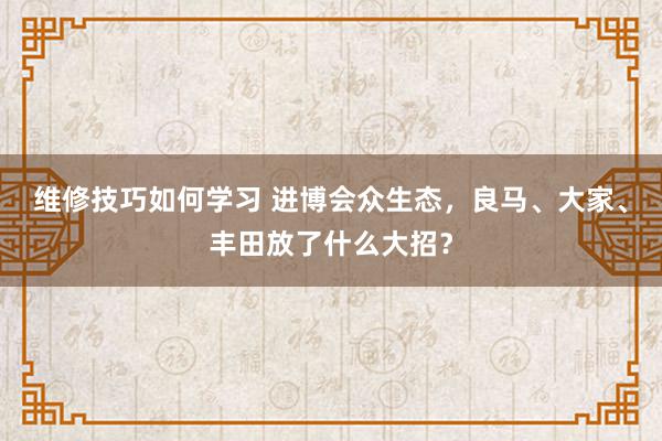 维修技巧如何学习 进博会众生态，良马、大家、丰田放了什么大招？