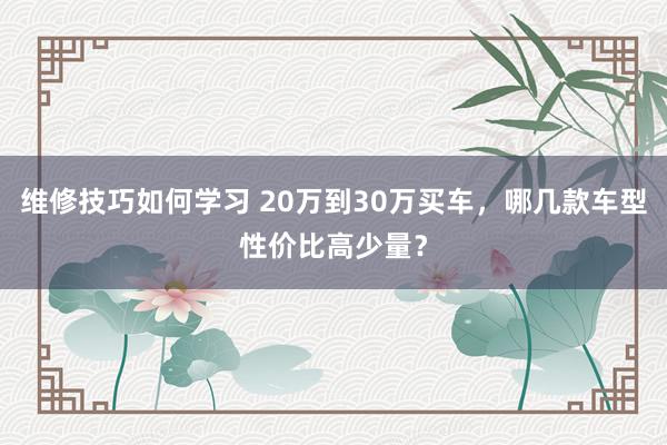 维修技巧如何学习 20万到30万买车，哪几款车型性价比高少量？