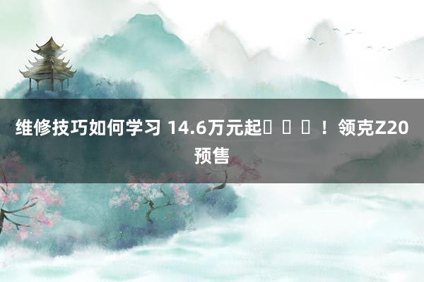 维修技巧如何学习 14.6万元起​​​！领克Z20预售