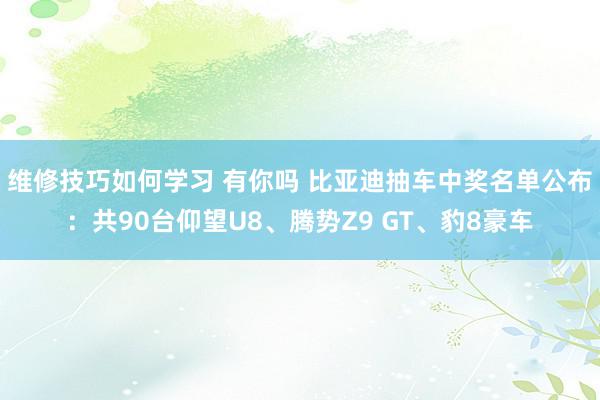 维修技巧如何学习 有你吗 比亚迪抽车中奖名单公布：共90台仰望U8、腾势Z9 GT、豹8豪车