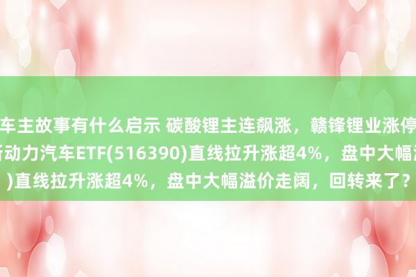 车主故事有什么启示 碳酸锂主连飙涨，赣锋锂业涨停、宁德期间涨3%，新动力汽车ETF(516390)直线拉升涨超4%，盘中大幅溢价走阔，回转来了？