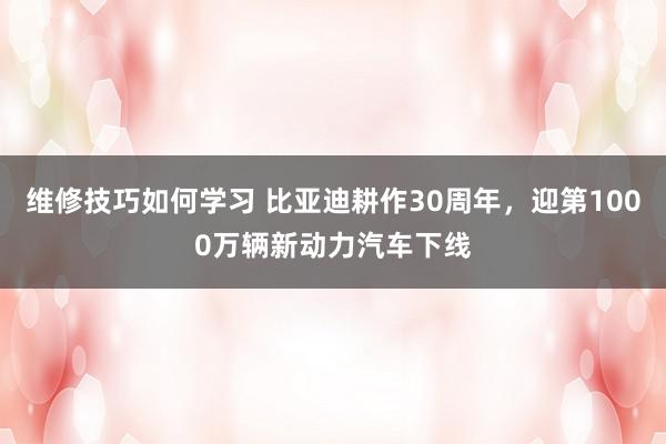 维修技巧如何学习 比亚迪耕作30周年，迎第1000万辆新动力汽车下线