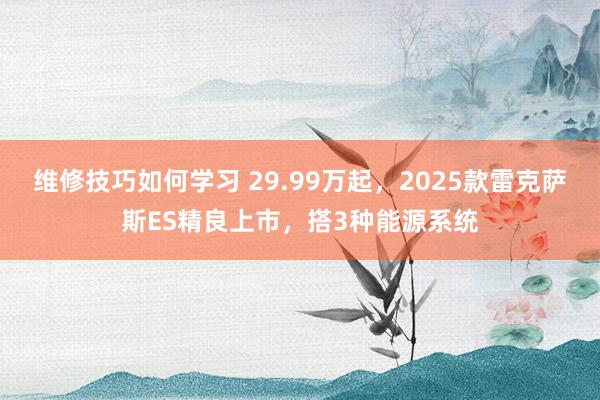 维修技巧如何学习 29.99万起，2025款雷克萨斯ES精良上市，搭3种能源系统