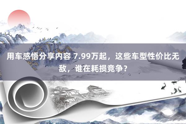 用车感悟分享内容 7.99万起，这些车型性价比无敌，谁在耗损竞争？