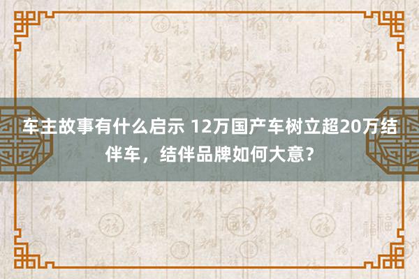 车主故事有什么启示 12万国产车树立超20万结伴车，结伴品牌如何大意？