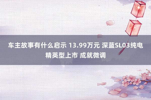 车主故事有什么启示 13.99万元 深蓝SL03纯电精英型上市 成就微调