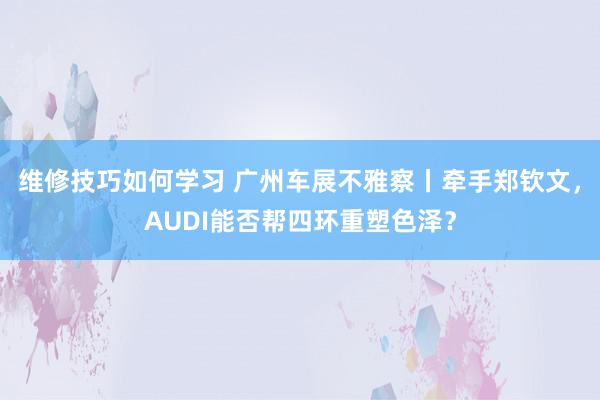 维修技巧如何学习 广州车展不雅察丨牵手郑钦文，AUDI能否帮四环重塑色泽？