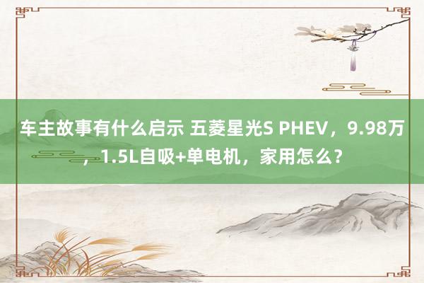 车主故事有什么启示 五菱星光S PHEV，9.98万，1.5L自吸+单电机，家用怎么？