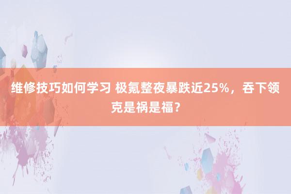 维修技巧如何学习 极氪整夜暴跌近25%，吞下领克是祸是福？