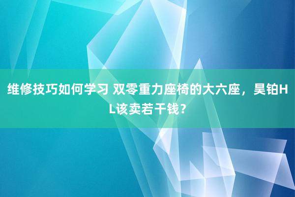 维修技巧如何学习 双零重力座椅的大六座，昊铂HL该卖若干钱？