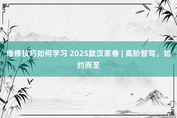 维修技巧如何学习 2025款汉家眷 | 高阶智驾，如约而至