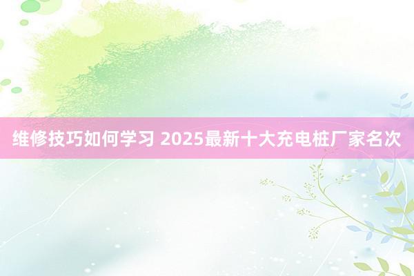 维修技巧如何学习 2025最新十大充电桩厂家名次