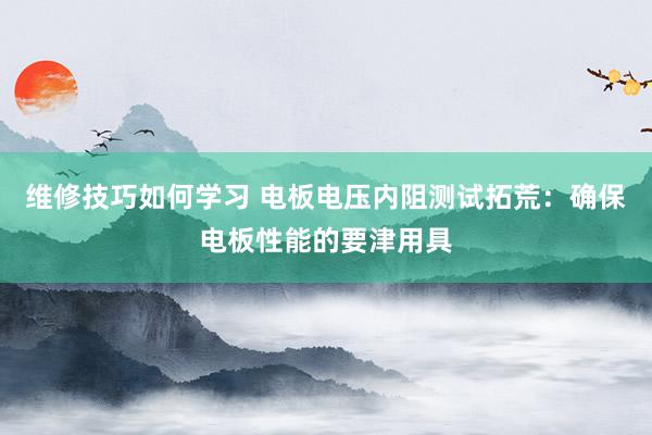 维修技巧如何学习 电板电压内阻测试拓荒：确保电板性能的要津用具