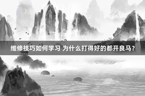 维修技巧如何学习 为什么打得好的都开良马？