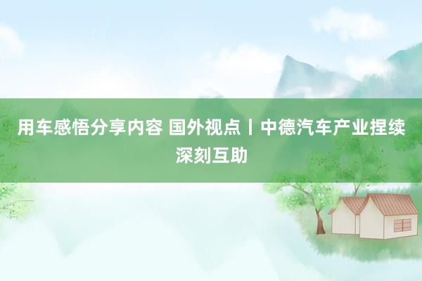 用车感悟分享内容 国外视点丨中德汽车产业捏续深刻互助