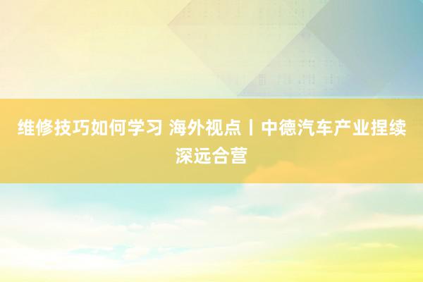 维修技巧如何学习 海外视点丨中德汽车产业捏续深远合营