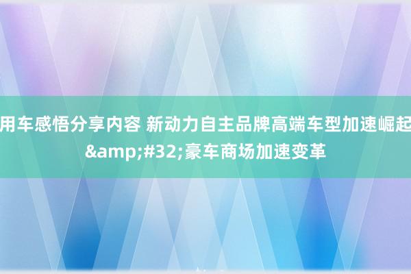 用车感悟分享内容 新动力自主品牌高端车型加速崛起&#32;豪车商场加速变革