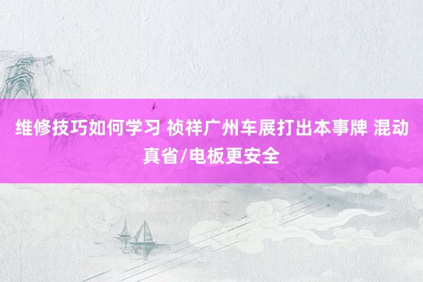 维修技巧如何学习 祯祥广州车展打出本事牌 混动真省/电板更安全