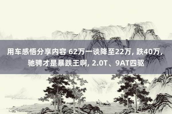 用车感悟分享内容 62万一谈降至22万, 跌40万, 驰骋才是暴跌王啊, 2.0T、9AT四驱