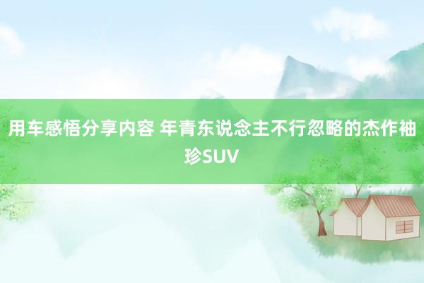 用车感悟分享内容 年青东说念主不行忽略的杰作袖珍SUV