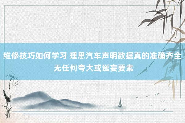 维修技巧如何学习 理思汽车声明数据真的准确齐全 无任何夸大或诞妄要素