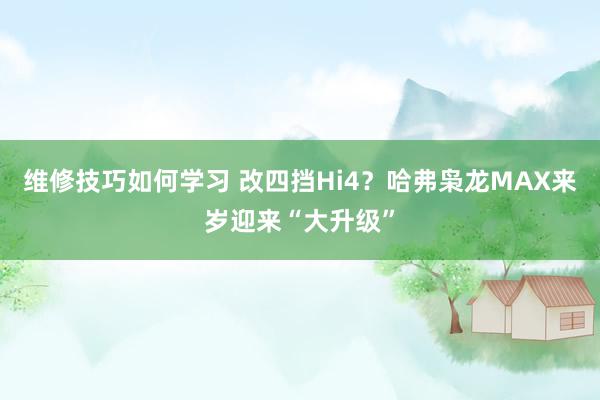 维修技巧如何学习 改四挡Hi4？哈弗枭龙MAX来岁迎来“大升级”