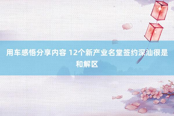 用车感悟分享内容 12个新产业名堂签约深汕很是和解区