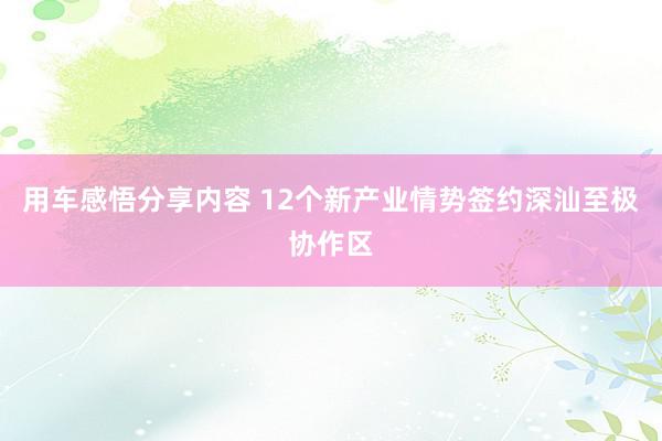 用车感悟分享内容 12个新产业情势签约深汕至极协作区