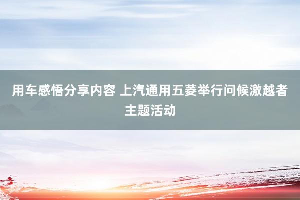 用车感悟分享内容 上汽通用五菱举行问候激越者主题活动