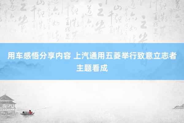 用车感悟分享内容 上汽通用五菱举行致意立志者主题看成