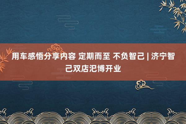 用车感悟分享内容 定期而至 不负智己 | 济宁智己双店汜博开业